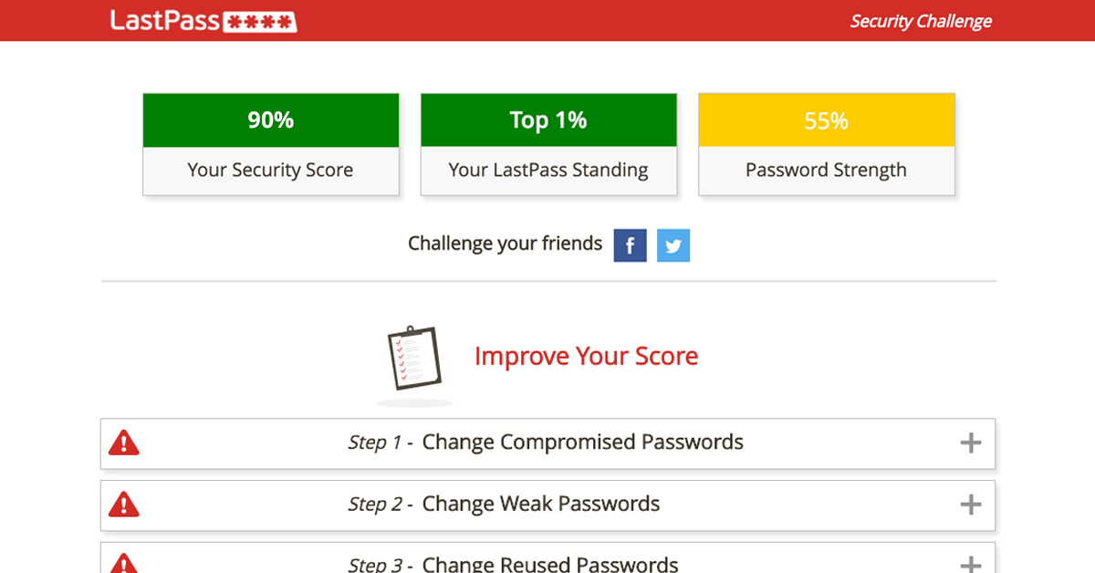 LastPass's tweet image. New Security Challenge audits your passwords w/ built-in Auto-Password Change!  blog.lastpass.com/2015/05/auto-p…