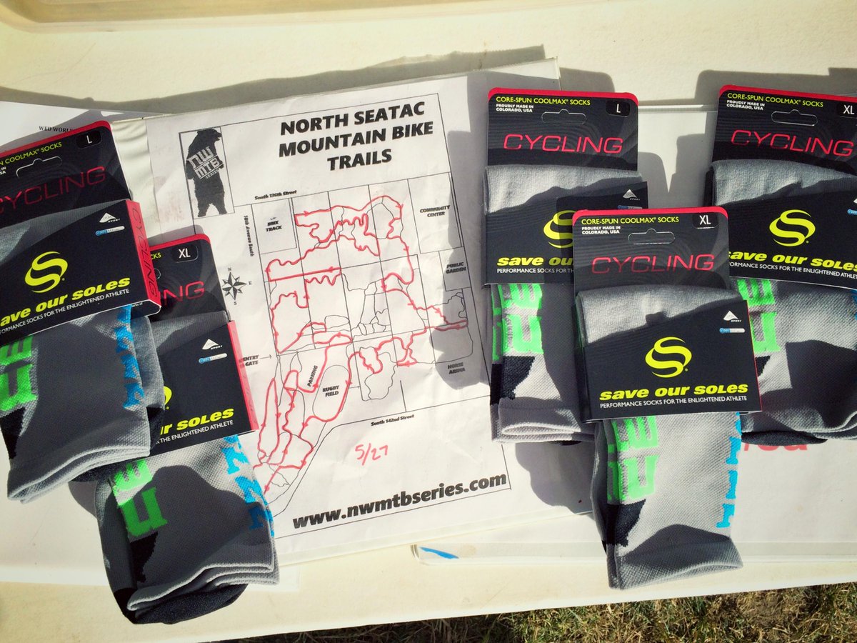 timbridgham's tweet photo. thanks @sossocks for the sweet socks for @NWMTBSeries. #keepingxccool #bikeseattle http://t.co/pQriKOUncZ