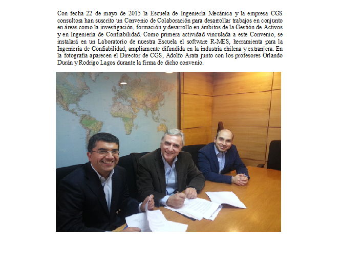 CGSSA_'s tweet image. Convenio entre Escuela de Ingeniería Mecánica PUCV y Consultora CGS