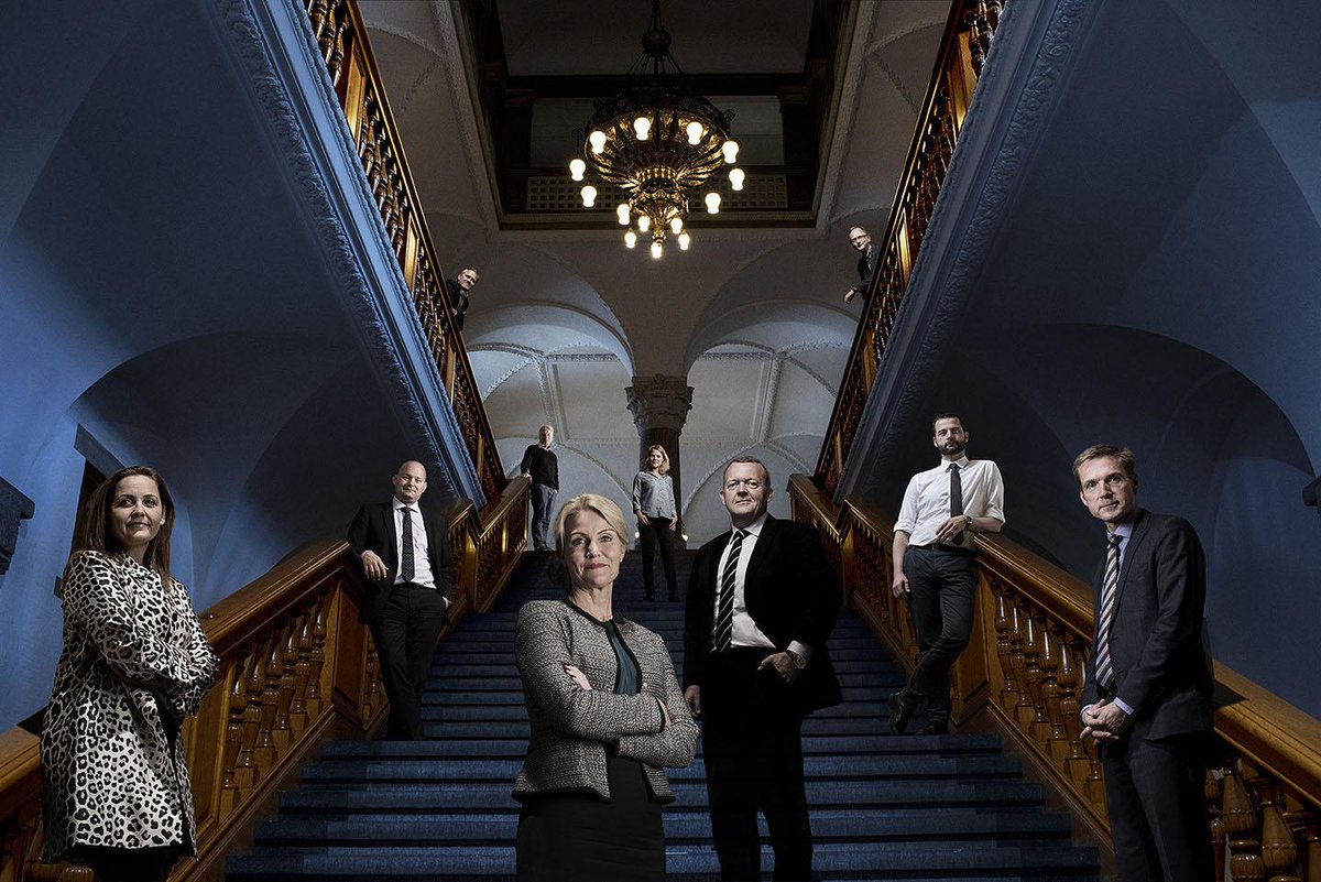 My new portrait of the 10 Danish party leaders for the upcoming elections on  the iconic and famous stairs at Borgen.