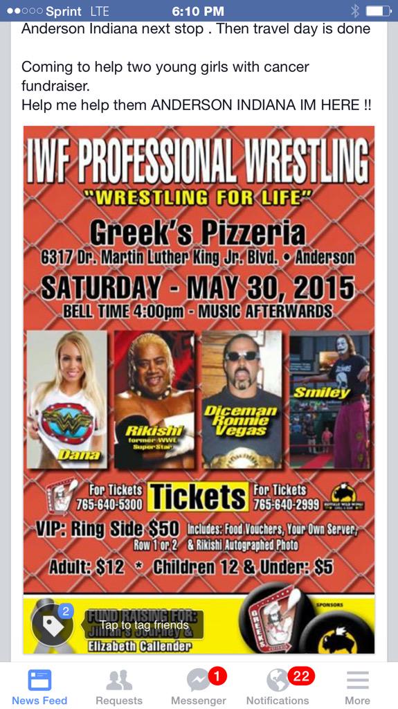 TheREALRIKISHI's tweet photo. Anderson Indiana I'm here see you tomorrow . #HelpCancer http://t.co/MOjDfhbXBW