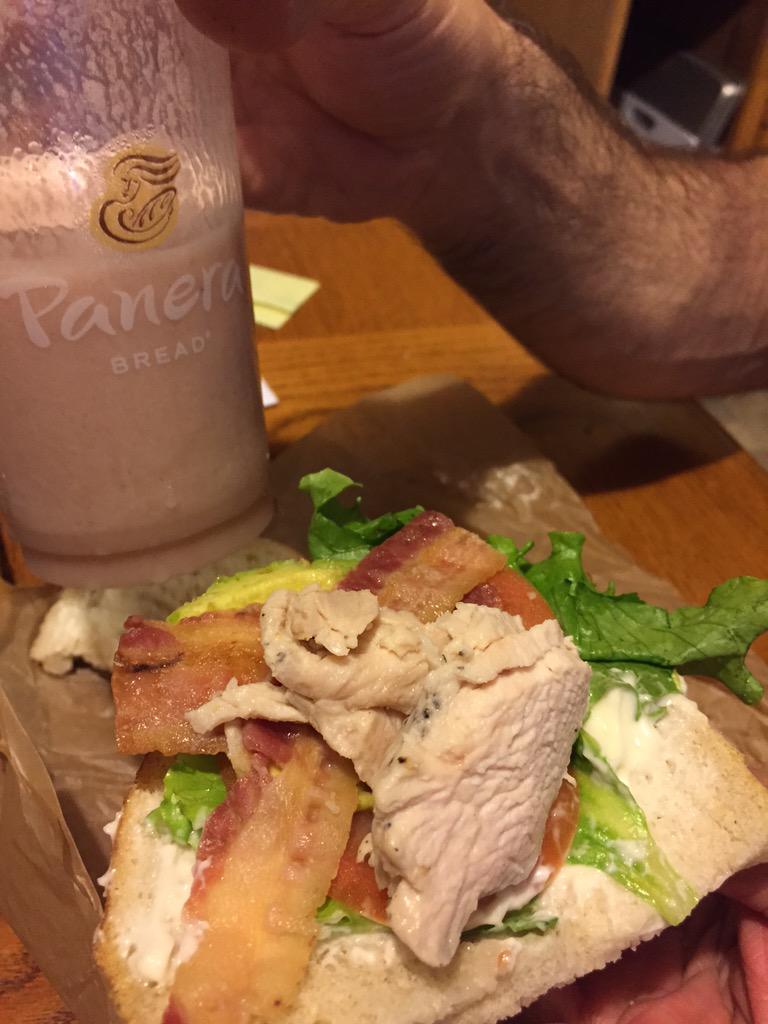 Maff_717's tweet photo. Really!?!?! @panerabread this is a panini it's not even grilled and there is a mouth full of food #sad #disappointed http://t.co/Dy3murYUoa