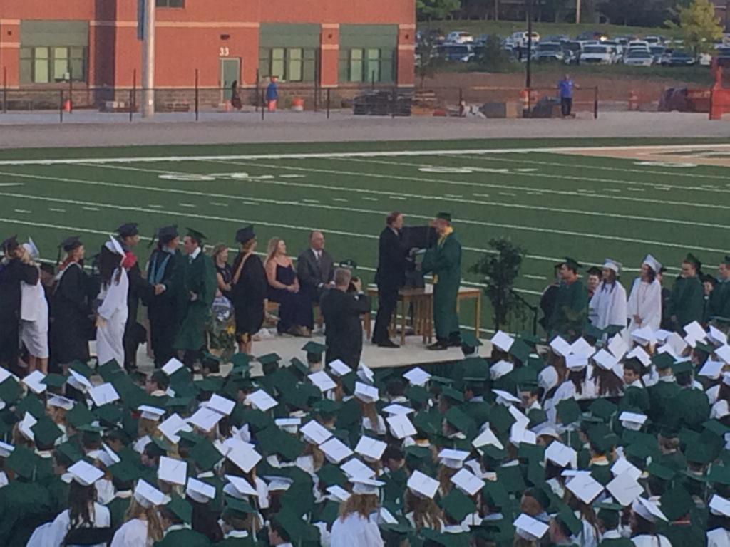 Class of 2015 u did it. U scored the first touchdown and won the first sprint at Riverview Health Stadium!