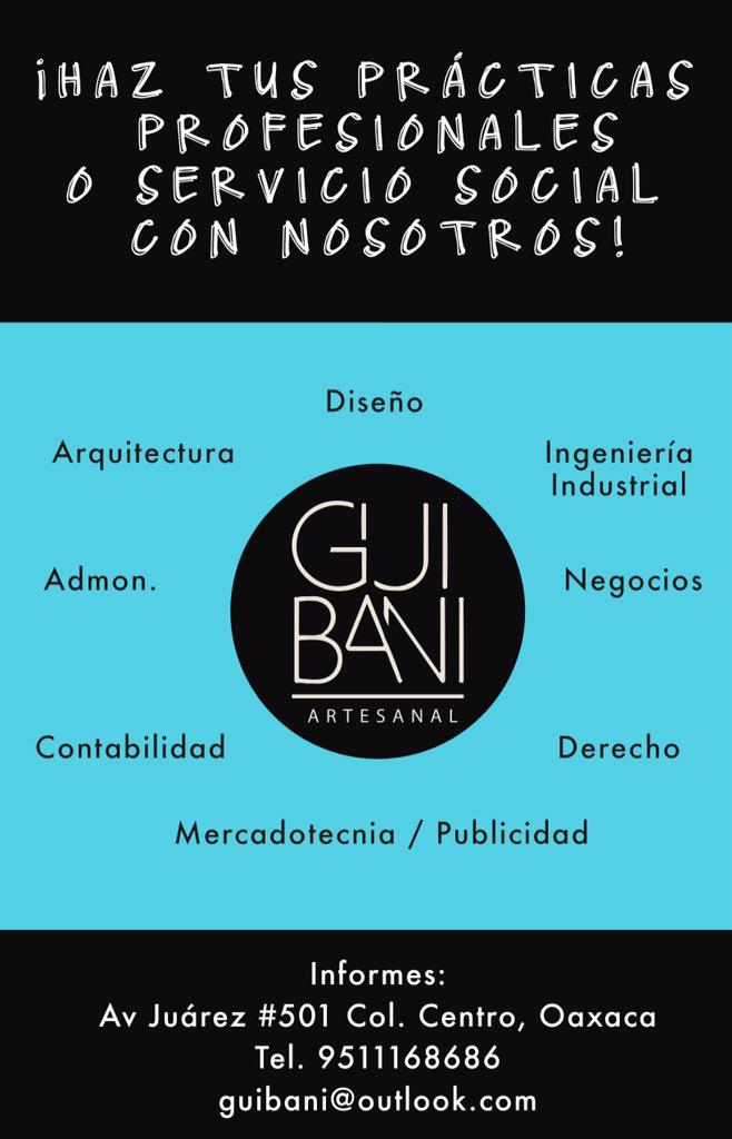 Christopher Brandon Unete Al Equipo Guibani Artesanal Haz Tus Practicas Profesionales O Servicio Social Con Nosotros Teamguibani Http T Co 3xvlzla95f