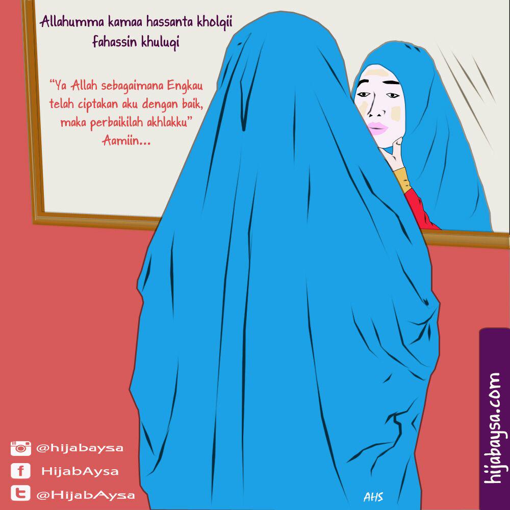 HijabAysa's tweet photo. Doa ketika becermin, sebab penampilanmu adalah cerminan jati dirimu sebagai muslimah :) #YukBerhijab http://t.co/Jv9CJg0ZYz