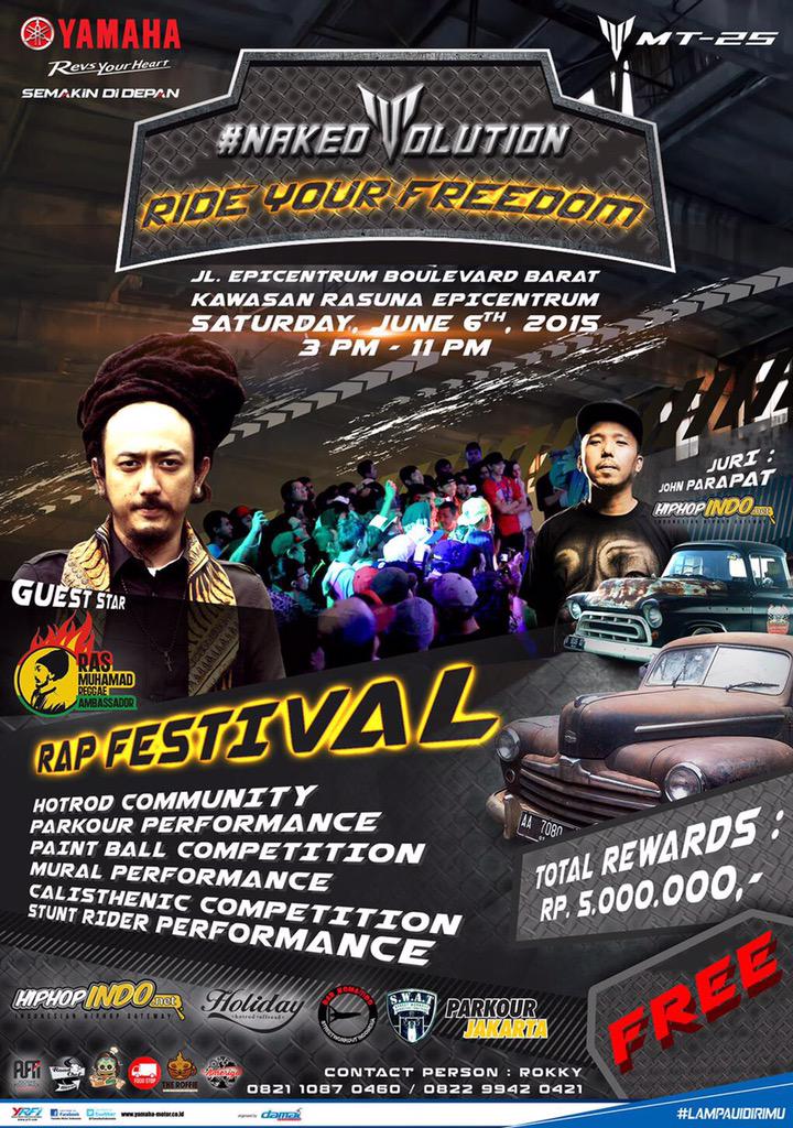 RT - Buruan Daftar Rap Festival 6 Juni, Rasuna Episentrum, JKT 
Rokky 082110870460 / 082299420421