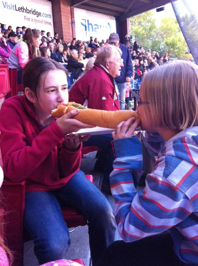 First game of the season. Fill them up now so we don't have to eat for the next few months!