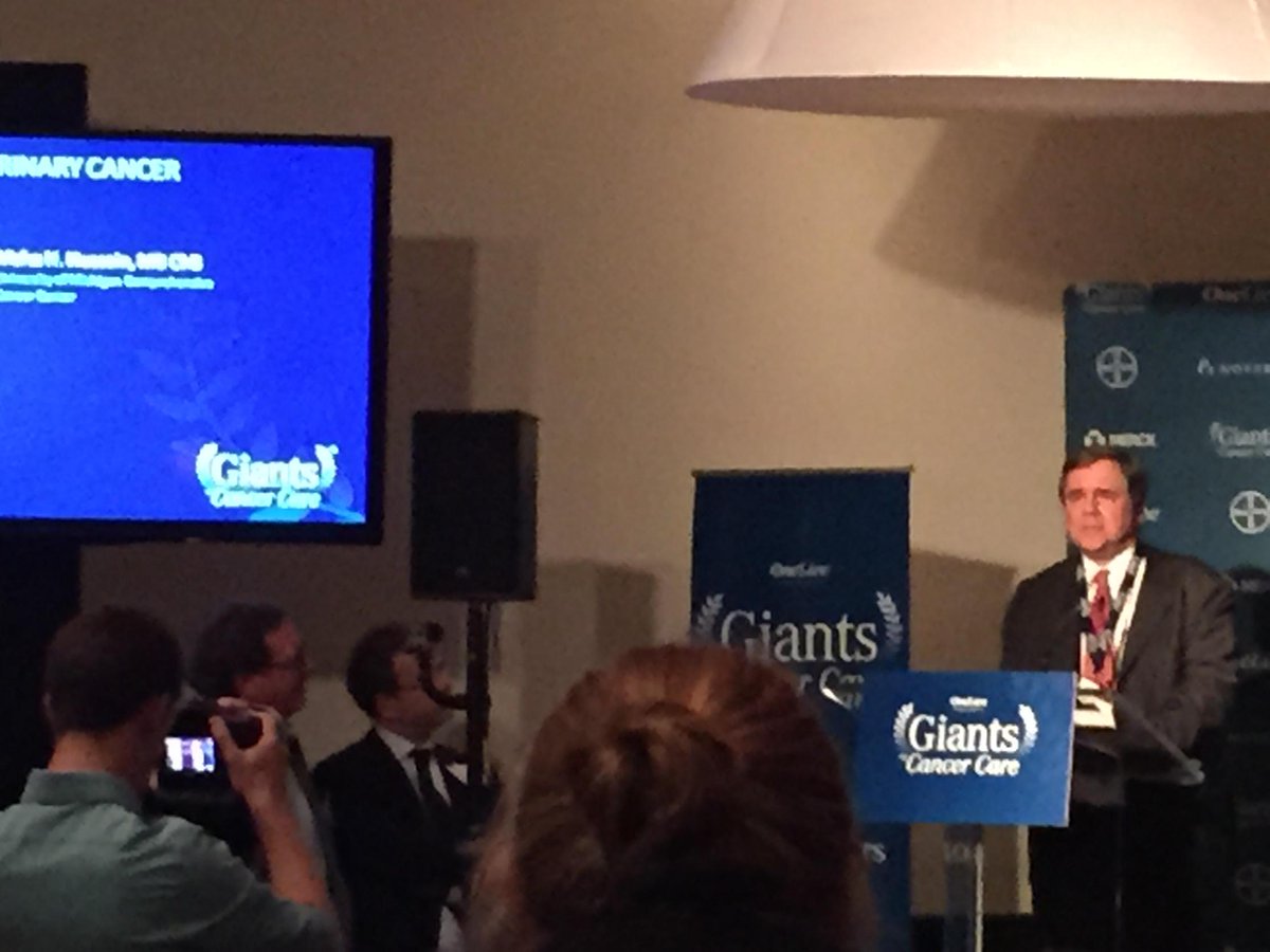ginacolumbusonc's tweet photo. Dr. Daniel Petrylak presenting Dr. Maha Hussain with the Giants of Cancer Care Award. #GiantsCC15 http://t.co/cqtyrKlF2p