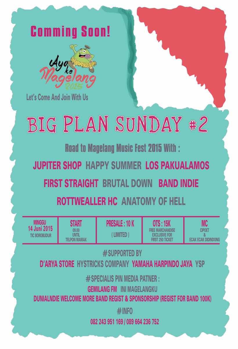 EvoKingdom's tweet photo. @TIMEFORFUNMUSIC  BIGPLANSUNDAY2 | 14juni15 | at TIC Borobudur | htm:15k | #AyoKeMagelang2015 http://t.co/dQ1ZTkDfnv