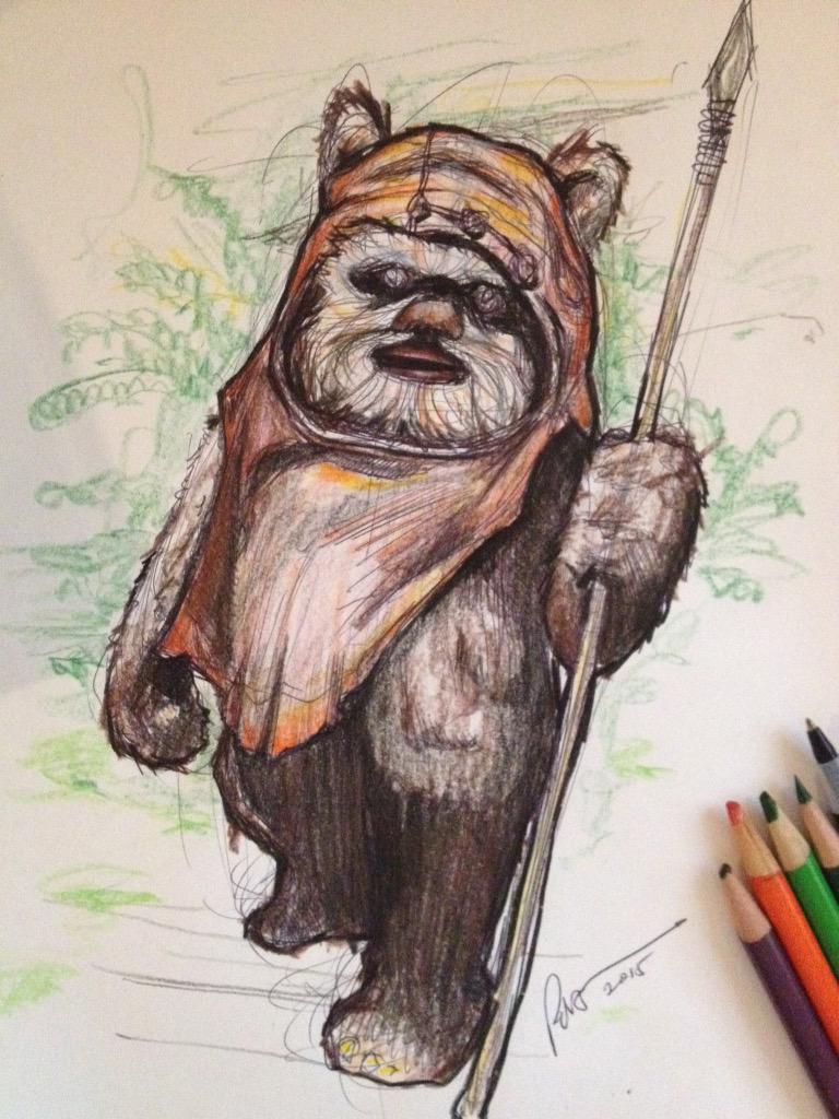 Everyone at my house is drawing ewoks tonight. Here is mine...