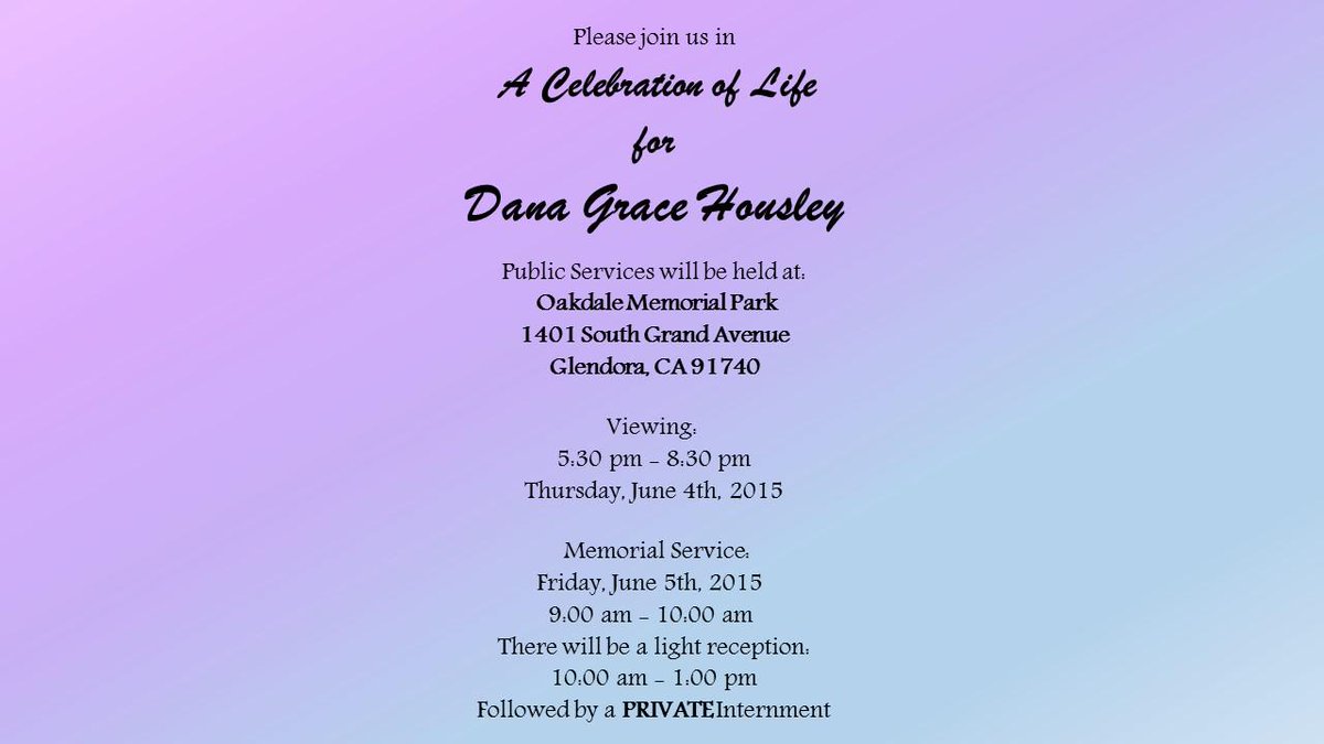 CalThunder's tweet photo. Memorial Service Information for Dana Housley #PrayForDana #danasmiracle #RIPDana #IPlayForDana http://t.co/gyn3m9Q7EK