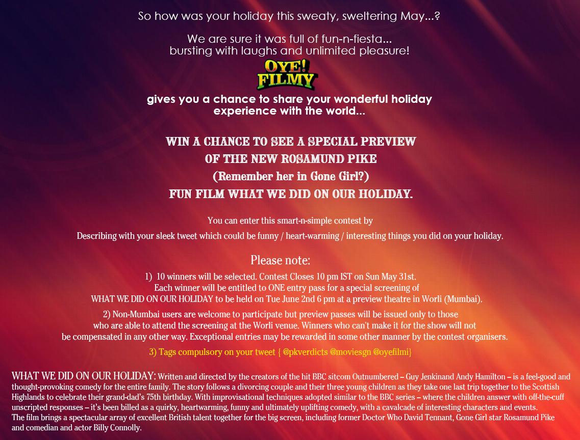 Oye Filmy On Twitter Whatwedidonourholiday Contest Tweet Win Screening Pass Pkverdicts Moviesgn Oyefilmi Details Below Http T Co Kmx4tpu27a Channel for all the latest gossips, latest bollyw. twitter