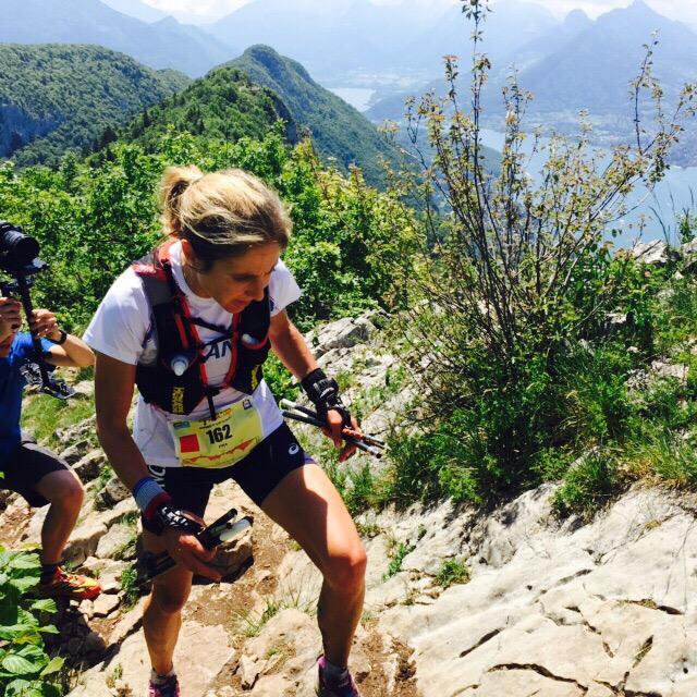 At 79k Caroline Chaverot is second and 4 minutes behind Nathalie. #IAUTrail