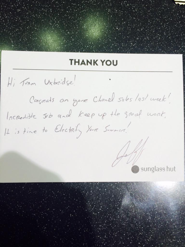 #thank you Jeff# Small things#shared wins#team work makes the dream work#team Uxbridge