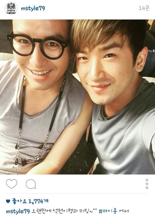 Minnovated's tweet photo. [엠스타그램] {TR} [M IG] Meeting with Sukchun-ee hyung in a long while~^^ At #MyHong http://t.co/5TCOYe64kk