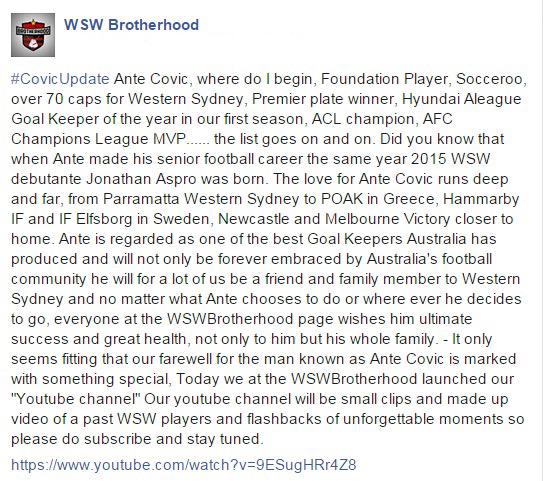 WSWBrotherhood's tweet photo. #CovicUpdate Ante Covic, where do I begin, #WSW Foundation Player, Socceroo, https://t.co/Vpy4deEnV9 http://t.co/PYW6EMfVga