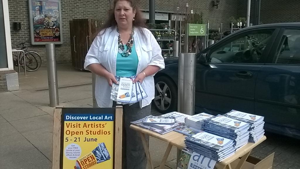 Publicity stall for <a href="/SEOpenStudios/">South East Open Studios</a> outside Waitrose in Tonbridge. Open Studio event starting 5 June.