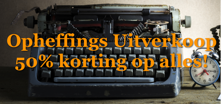 Opheffingsuitverkoop bij MeneerSimmering: 50% korting op de laatste spullen in de webwinkel: meneersimmering-webshop.nl/producten