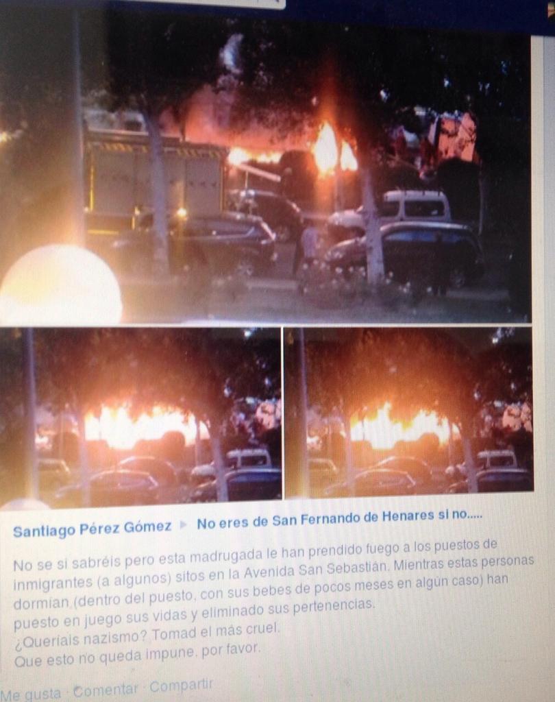 Ayer, nazis intentaron quemar vivas a varias familias inmigrantes, bebés incluidos. España, año 2015, sí.