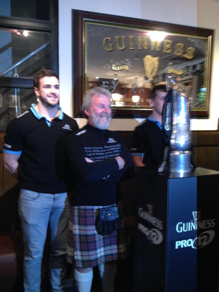 VisitBelfast's tweet photo. Lots of @GlasgowWarriors fans in @Morrisons101 with the @PRO12rugby trophy! http://t.co/ZafKYsoIUs