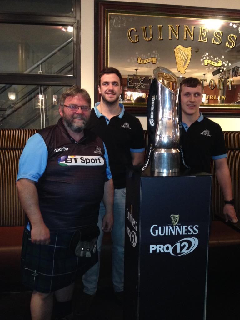 VisitBelfast's tweet photo. Lots of @GlasgowWarriors fans in @Morrisons101 with the @PRO12rugby trophy! http://t.co/ZafKYsoIUs