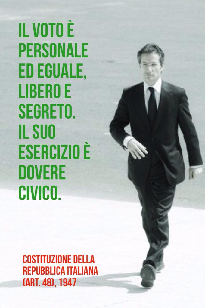 StefanoCaldoro's tweet photo. Il voto è personale, libero e segreto. Il suo esercizio è dovere civico. 
Costituzione della Repubblica (art.48) http://t.co/vOYUWU2dMk