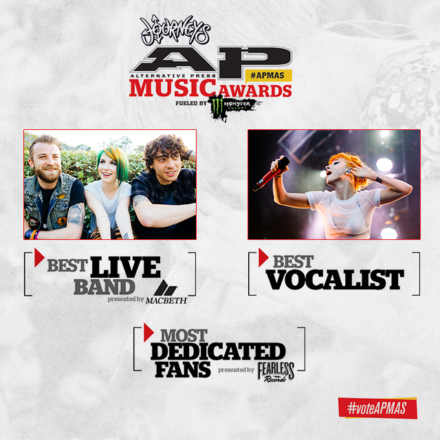 paramorenetnews's tweet photo. Cast your votes for @Paramore &amp; #Parafamily in Alternative Press Music Awards 2015! http://t.co/K1pWdggct4 http://t.co/ykLax2sUqO