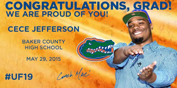 CoachMcElwain's tweet image. Congratulations to @ivie_andrew and @cecejeferson7 on their high school graduations yesterday! #UF19 #GoGators