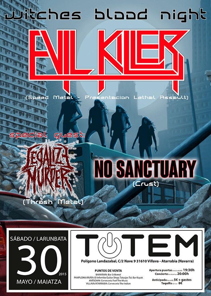 SalaTotemAretoa's tweet photo. Esta noche concierto de @evilkillerband en Sala Totem .
Podrás verlos actuar junto a No Sanctuary y Legalize Murder http://t.co/PsiytEEkeI