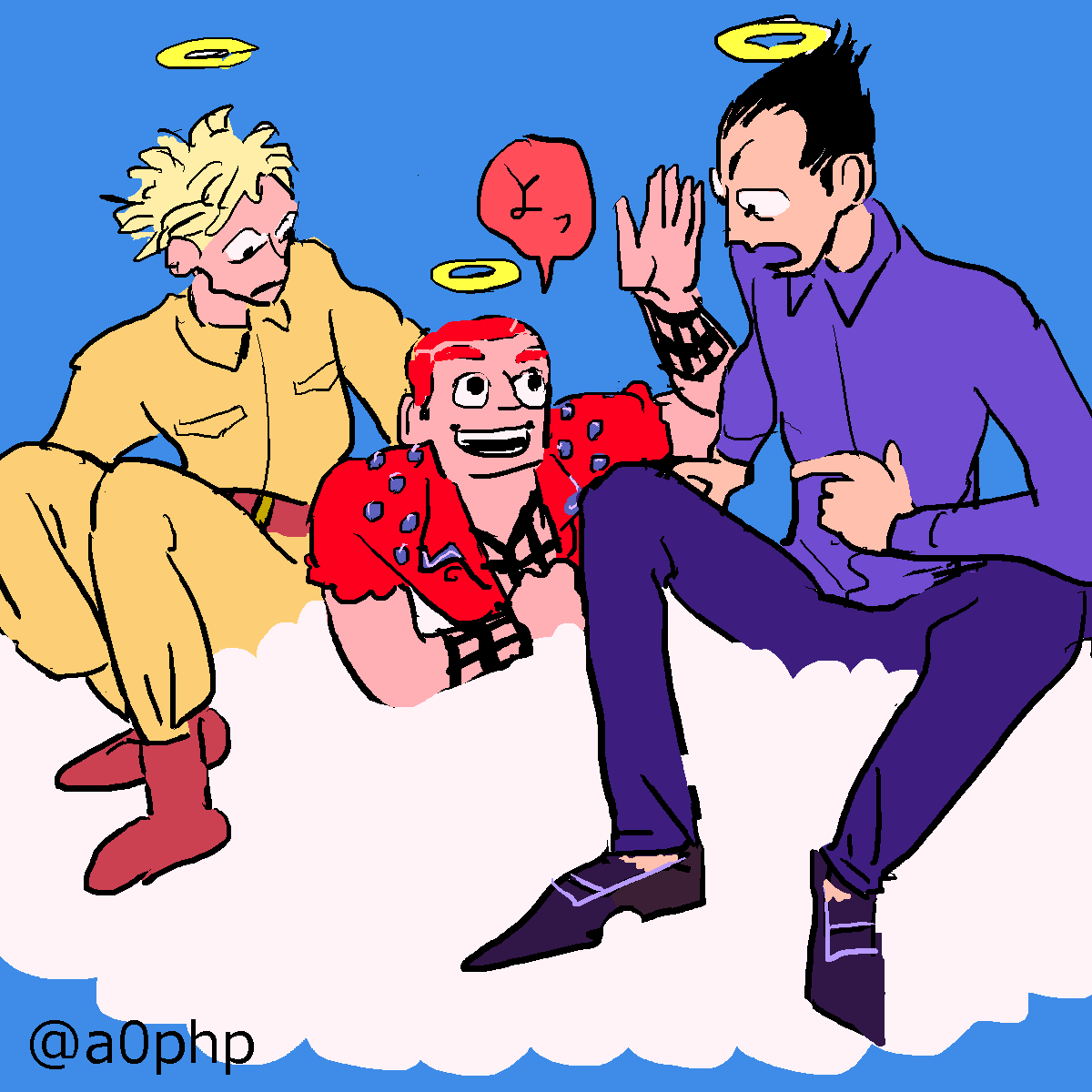 お題 3人 3人目 暗チ版深夜の真剣お絵描き60分一本勝負 青9hpのイラスト