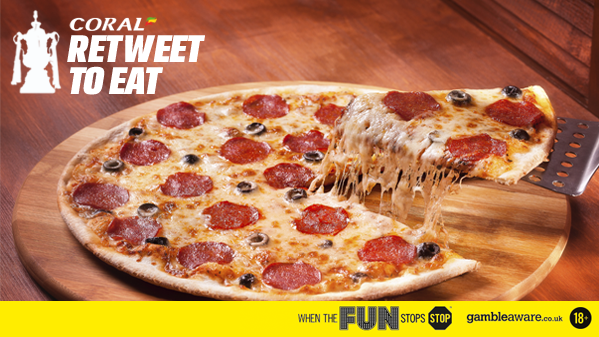 Coral's tweet photo. As it’s #FACupFinal, we’re gonna send 1 of our followers a takeaway for the game! Simply RT this for a chance to win! http://t.co/HGx2k3KDV1
