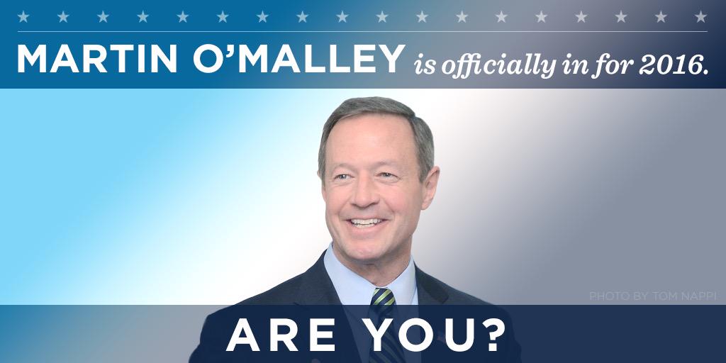 KansasDems's tweet image. It's official Governor Martin O'Malley is running for President in 2016!