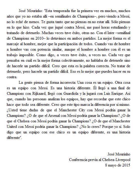 pablolopez111's tweet photo. Que RAZON tiene MOURINHO hablando de MESSI http://t.co/7MkmAmbOju