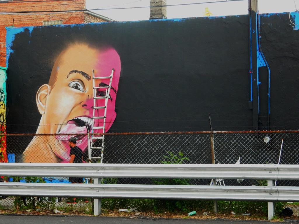 TokidokiNomad's tweet photo. CENO2, Singaporean street artist, in progress. Chicago, IL. may15. #streetart #ceno2 #urbanart #chicago http://t.co/t9edj4fRxq
