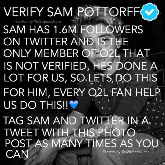 latenighttucker's tweet photo. #VerifySamPottorff LET'S DO THIS GUYS
rt! ๐ http://t.co/gdlZIV9RpO