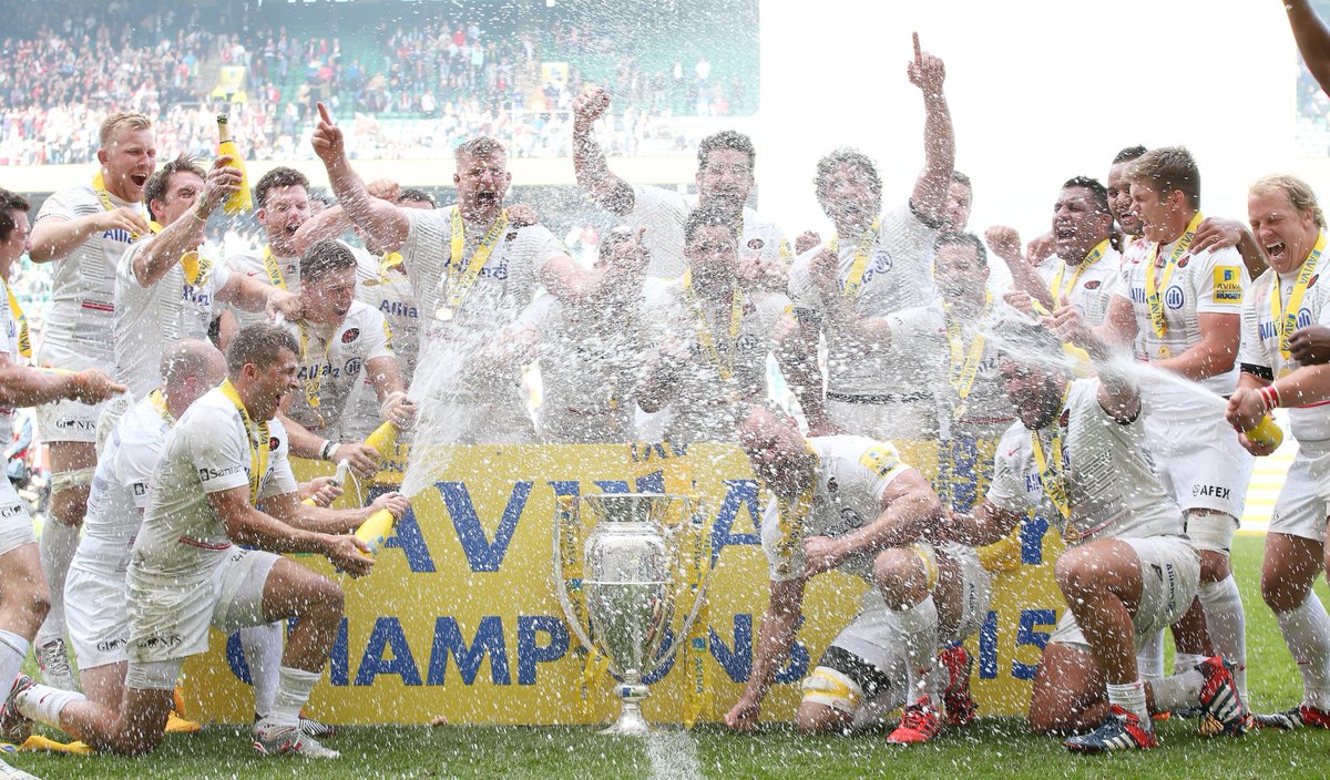 Saracens's tweet photo. Six trophies across @Saracens &amp; @SaracensWomen. What. A. Season. #StandUpForSaracens #SarriesFamily http://t.co/ksgJSV6zIW