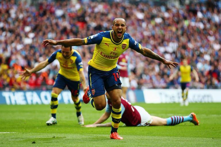 Gooners_BKS's tweet photo. retweet this if you like @theowalcott celebrations goal http://t.co/8cnuU1ZJuT