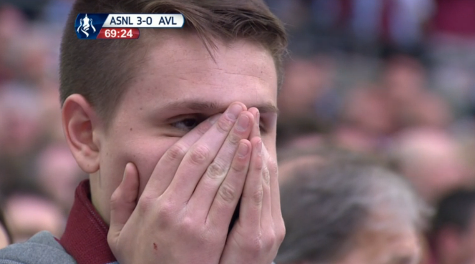 soccergods's tweet photo. Referee may have to stop this. Villa fans are asphyxiating in the stands. Has to be safety first. #FACupFinal http://t.co/APD6WTCdsP