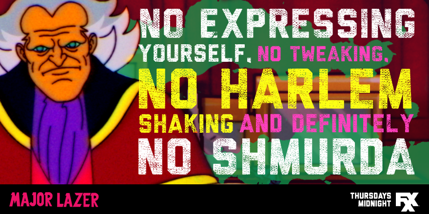 AniDomiFXX's tweet photo. President Whitewall. Professional dance killer. @MajorLazer #LAZERFXX #AnimationDominationFXX http://t.co/cZJjoumqKJ