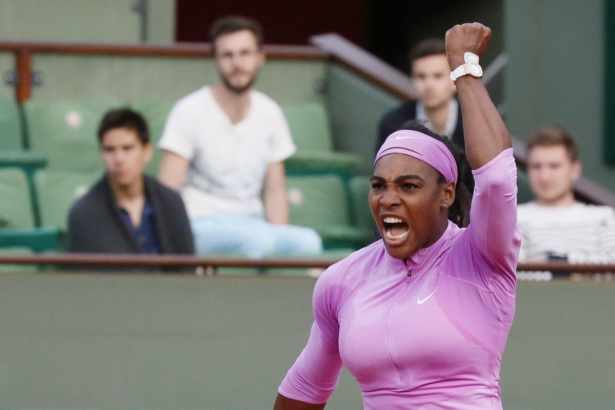 SportsCenter's tweet photo. Serena Williams wins battle against Victoria Azarenka, 3-6, 6-4, 6-2 to reach 4th round of the French Open. http://t.co/cj1WDesepu