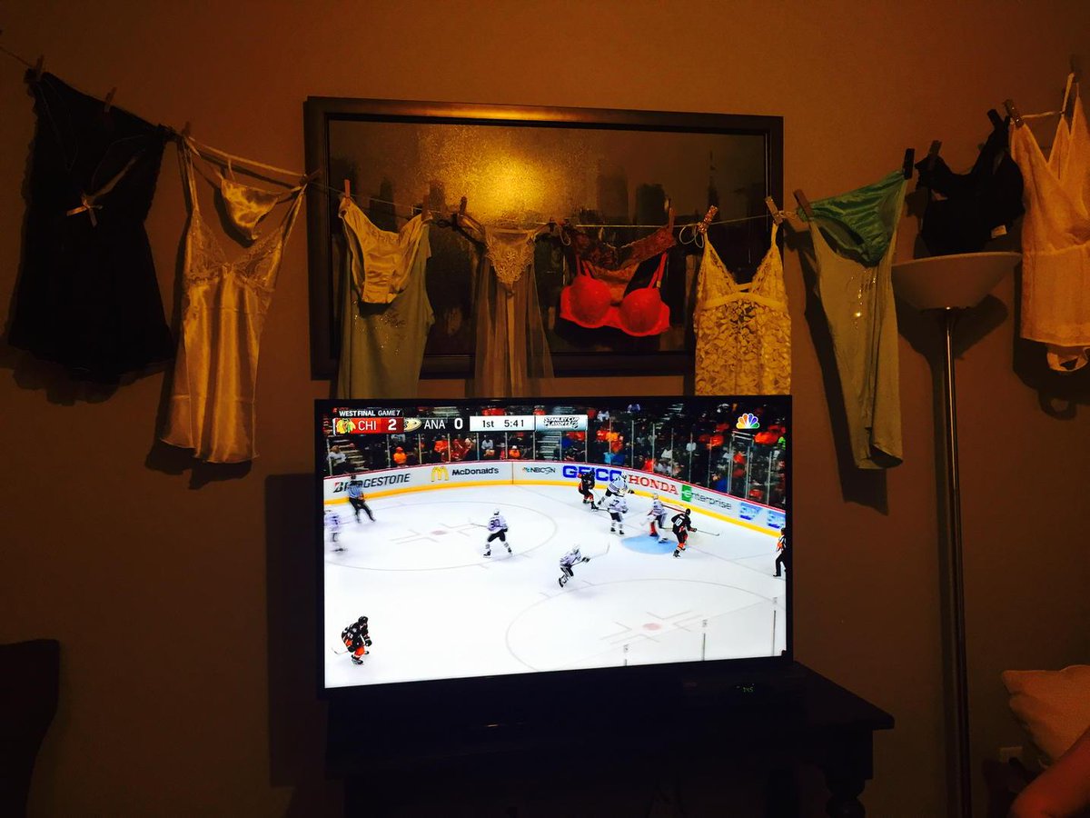 RileyDeeee's tweet photo. #myplayoffmoments at my bachelorette party! Game 7 pre-game. Let's go @NHLBlackhawks #AllRiledUp #lingerie http://t.co/j8659ivK14