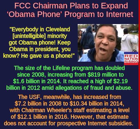 RedNationRising's tweet photo. Obama's FCC Chairman Plans To Stick Taxpayers With More Freebies For Moochers! #NoObamaInternet #RedNationRising http://t.co/VXqRPn4twZ