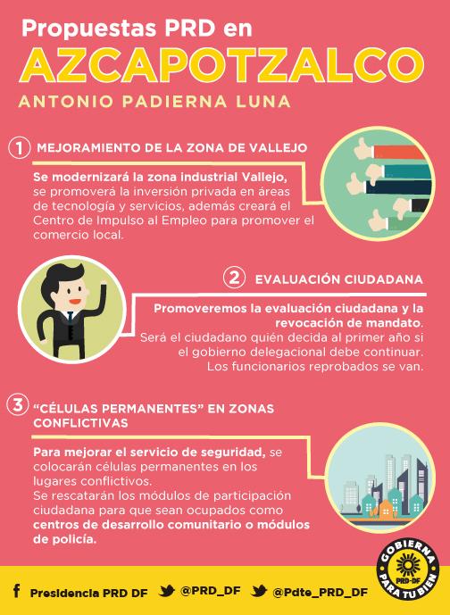PRD_CDMX's tweet photo. Revisa las principales propuestas de @Padierna_ para la @AzcapotzalcoDF. Este 7 de junio, decide bien. #PRDCercaDeTi http://t.co/g4hEHdFuVn