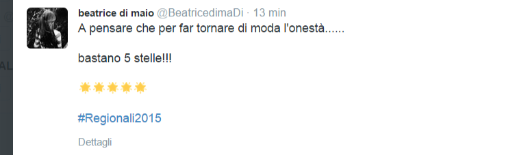 Giulianoebasta's tweet photo. Un altra storia
basta poco
bastano 5 stelle
persone #presentabili
oneste capaci
per cambiare la vostra Regione http://t.co/qz1yuXflTs