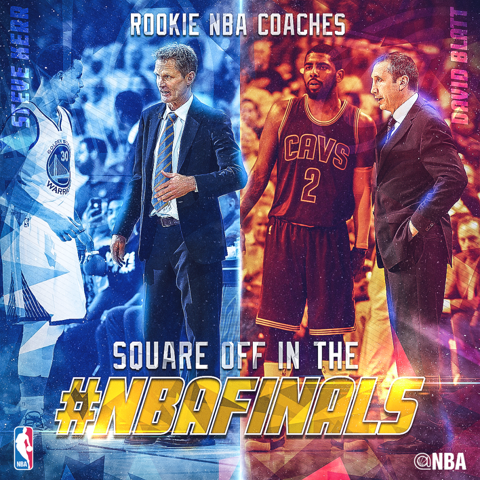 NBA's tweet photo. For the first time since the first season, the #NBAFinals features two first-time NBA coaches! http://t.co/NF5jrCHHsk http://t.co/zLGR1Zm9ya