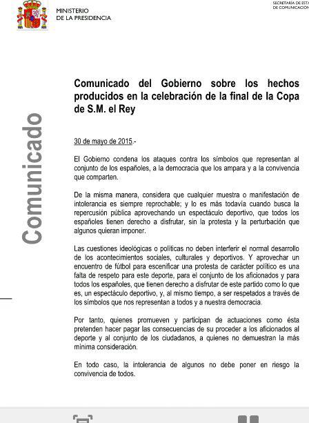 jordisanchezp1's tweet photo. Gràcies @marianorajoy per fer més gran la xiulada.No era contra el poble espanyol, era contra l'Estat i el seu govern http://t.co/htpIPZVjJz