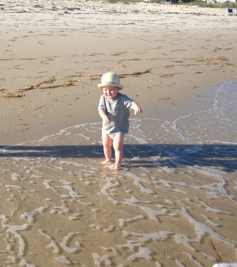 Toes in the water with Mimi and Papa