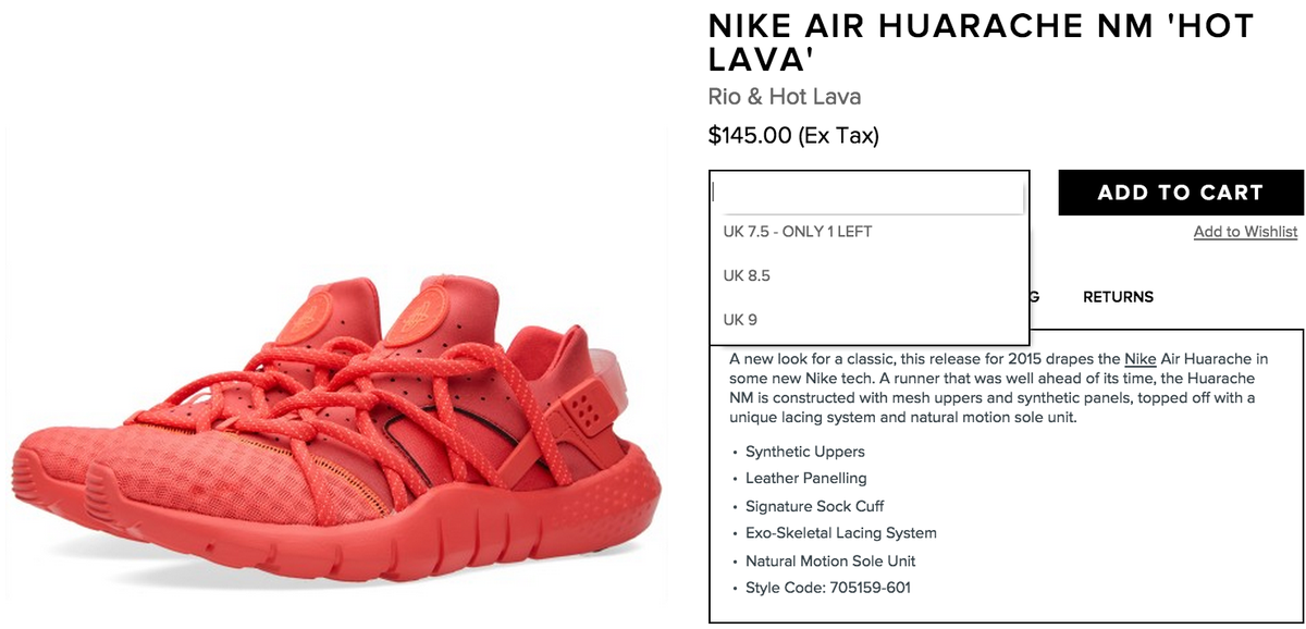 huarache nm size