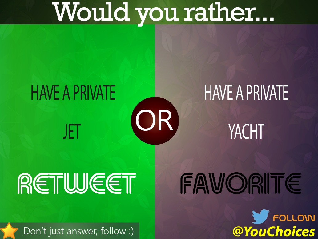 YouChoices's tweet image. Jet or yacht?