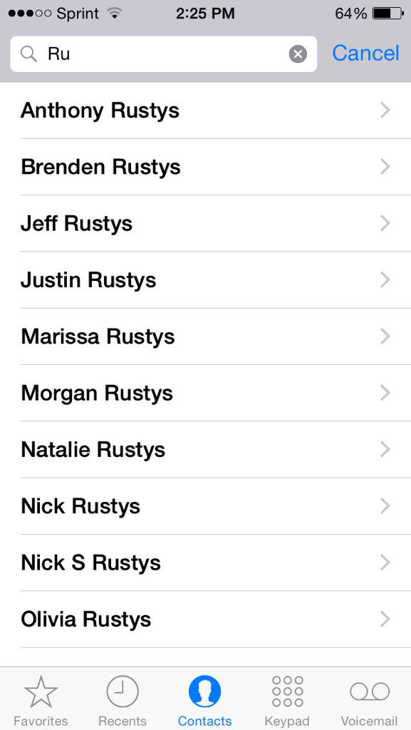 skylerstewart2's tweet photo. Lol at my contacts. Another reason to believe I go to this bar too much? Nah #rustysrawbar http://t.co/1qL6RkBq0S